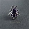 серебряный перстень с аметистом на регулируемой основе
