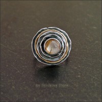 Кольцо с рутиловым кварцем из серебра и латуни